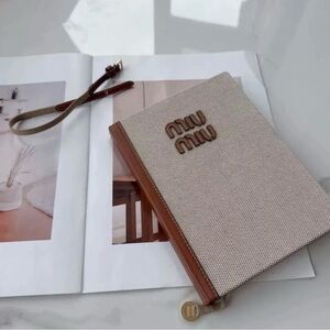 Miumiu Beige and Brown Textured Notebook